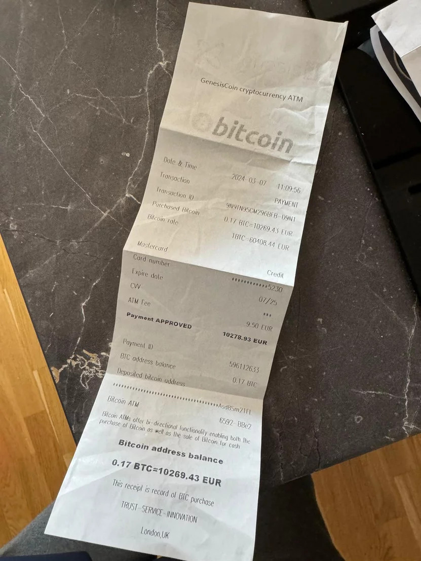 Bitcoin-Wallet Rechnung